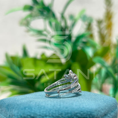 "Floral Inspired Moissanite Cluster Ring in Solid Gold – Unique Engagement & Cocktail Jewelry"