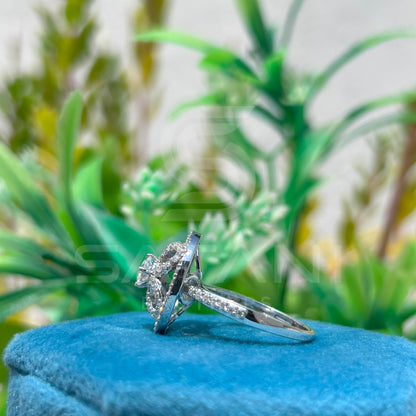 Floral Wheel Moissanite Statement Ring | Designer Round Cut Cocktail Ring in 925 Silver | Bold Geometric Halo Ring | Satani Brothers Jewelry
