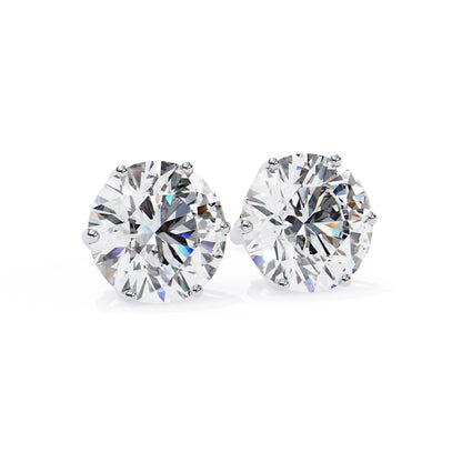 7mm Round Moissanite Stud Earrings in 925 Sterling Silver – 2.5 Carat, Lightweight 1.0g