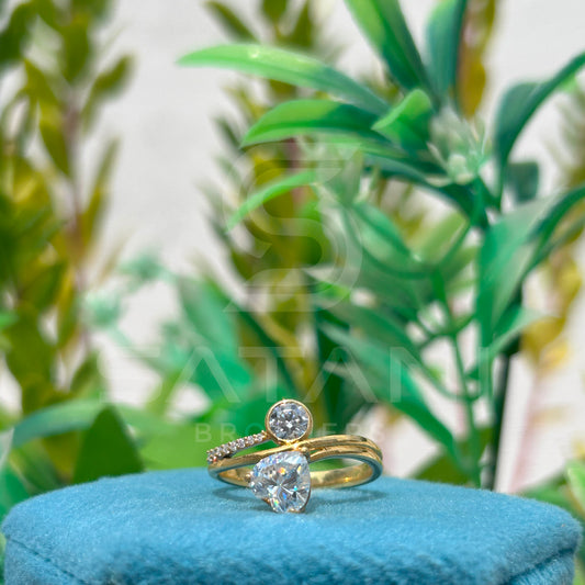 "Heart Cut Moissanite Toi et Moi Engagement Ring in Yellow Gold" 💛💍