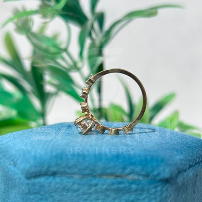 Oval Moissanite Engagement Ring | Dainty Gold Ring with Side Stones | Minimalist Solitaire Bridal Ring | Vintage Inspired Promise Ring