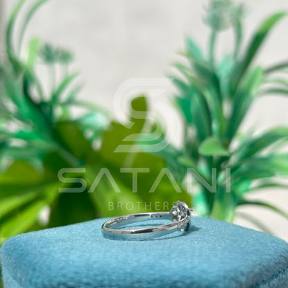 Heart Shaped Diamond Halo Ring, 14K White Gold Engagement Ring, Romantic Promise Ring, Dainty Heart Cut Bridal Jewelry