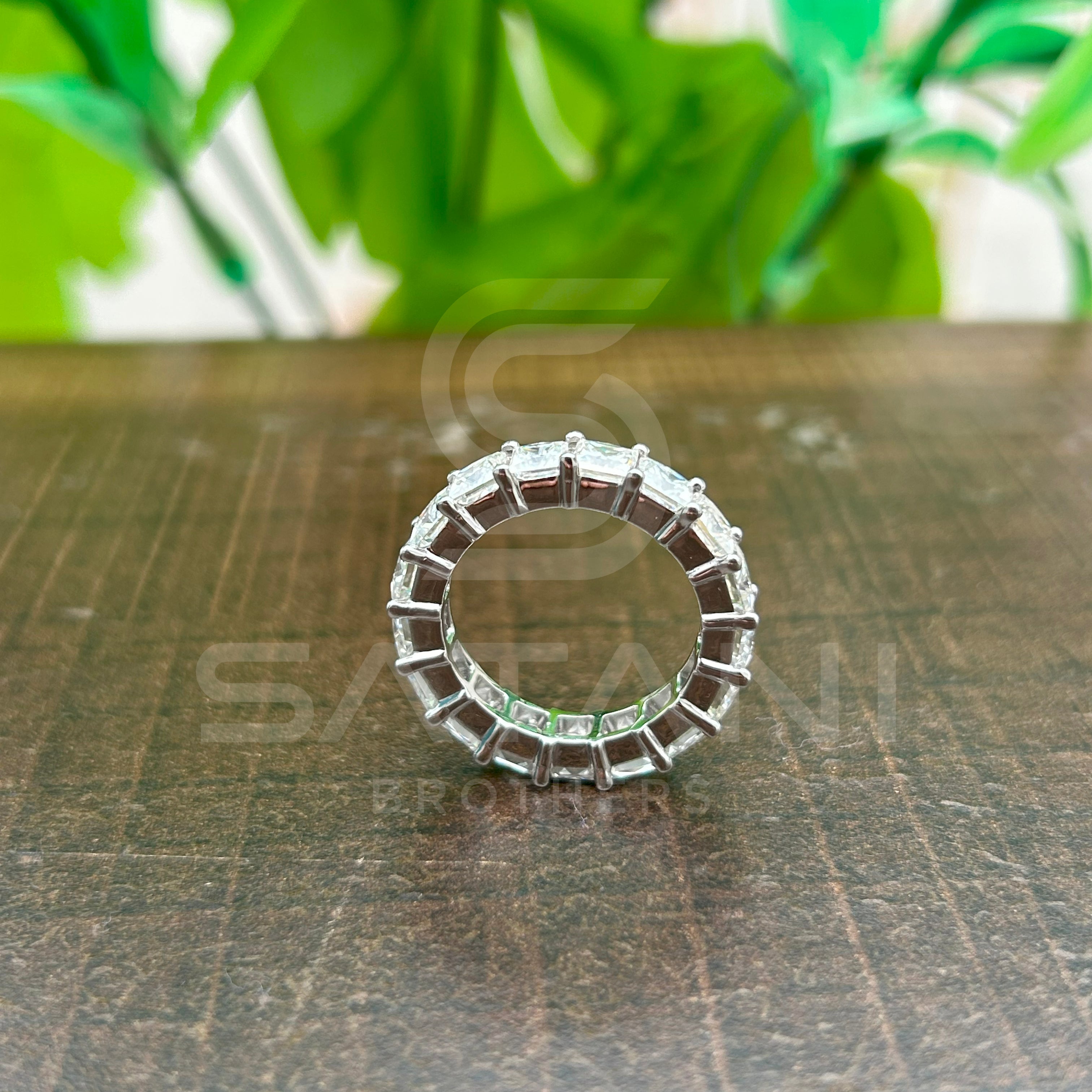 Radiant Cut Moissanite Eternity Band | Full Eternity Ring in White Gold | Bold Statement Wedding Band | Sparkling Anniversary Ring