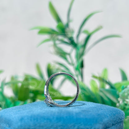 Heart Design Moissanite Engagement Ring | Sterling Silver Pave Band | Romantic Promise Ring | Unique Bridal Jewelry for Her | Sparkly Gift Idea