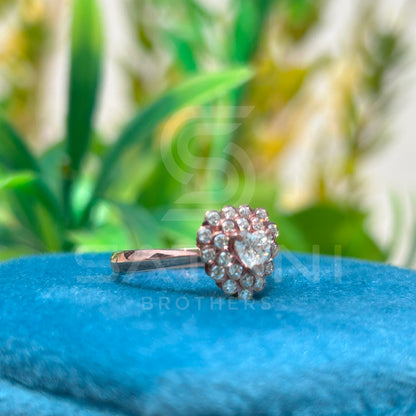 Double Halo Heart Diamond Ring – Unique Engagement Ring, Promise Ring, Gift for Her