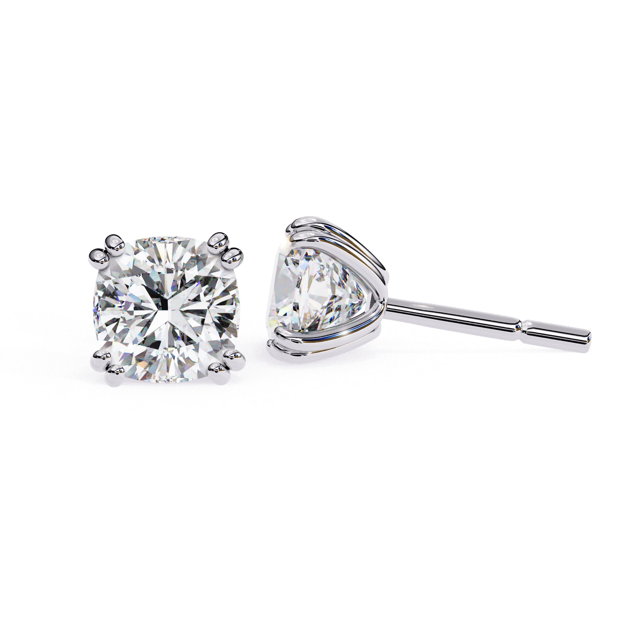 Cushion Cut 6×6mm Moissanite Diamond Stud Earrings, 2.2 CTW, 925 Sterling Silver, Luxury Women’s Jewelry