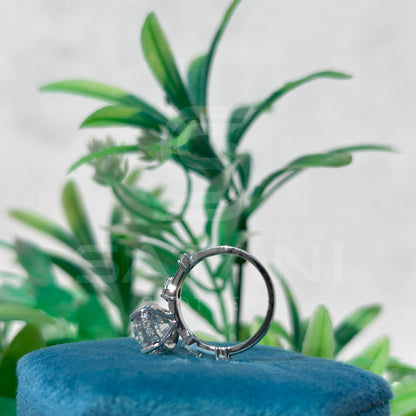 Oval Cut Diamond Engagement Ring with Side Stones in White Gold