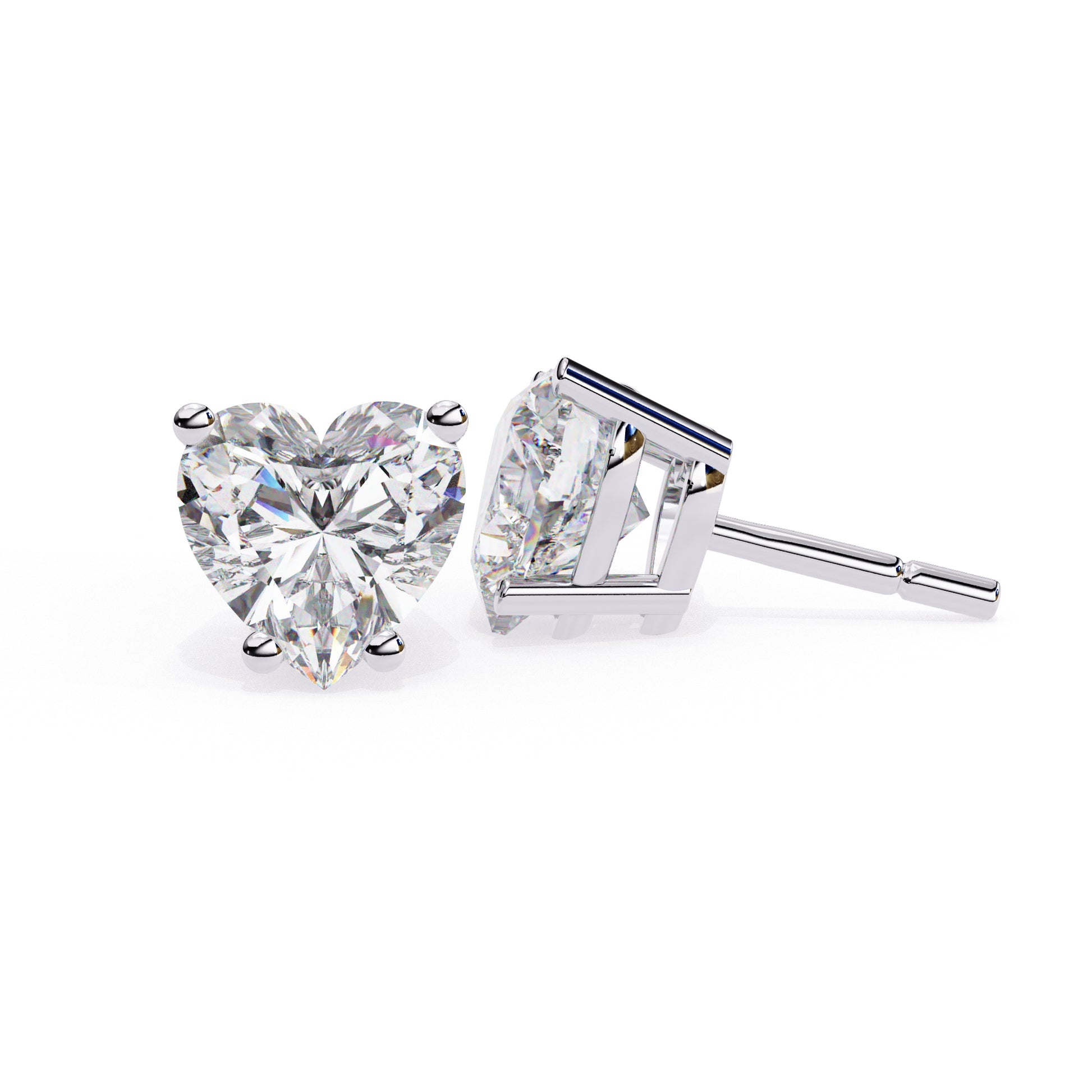Heart-shaped moissanite earrings in 925 sterling silver, perfect gift for women, showcasing exceptional brilliance.