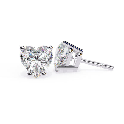 Heart-shaped moissanite earrings in 925 sterling silver, perfect gift for women, showcasing exceptional brilliance.