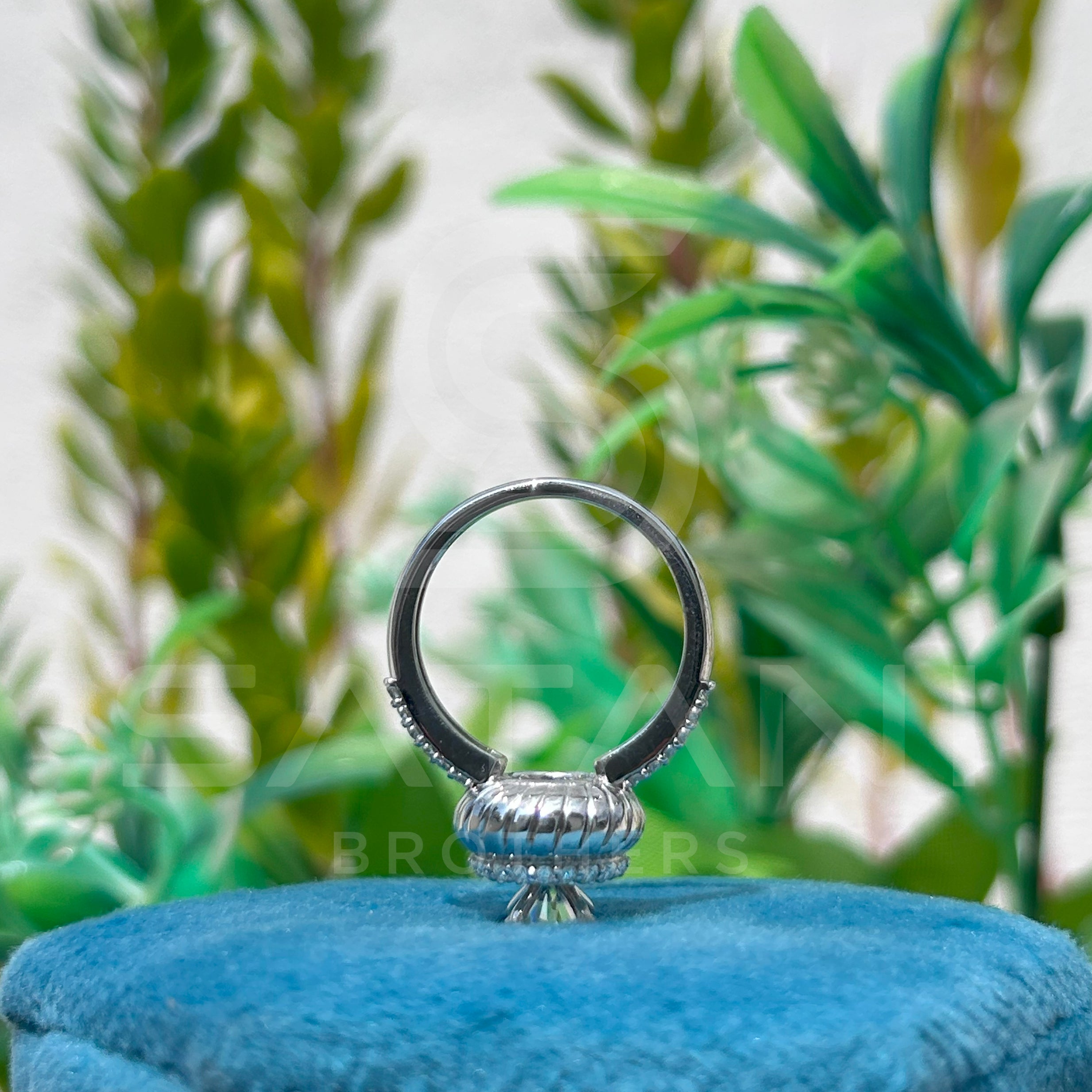 Vintage Halo Moissanite Engagement Ring | Double Layered Cushion Design | 925 Silver Bridal Ring with Hidden Halo | Satani Brothers Jewelry