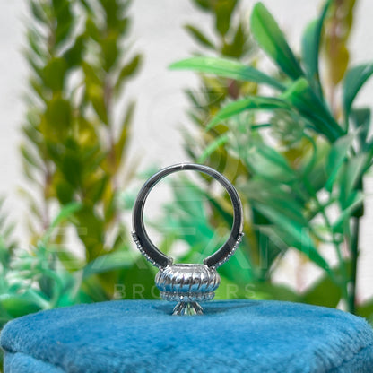 Vintage Halo Moissanite Engagement Ring | Double Layered Cushion Design | 925 Silver Bridal Ring with Hidden Halo | Satani Brothers Jewelry