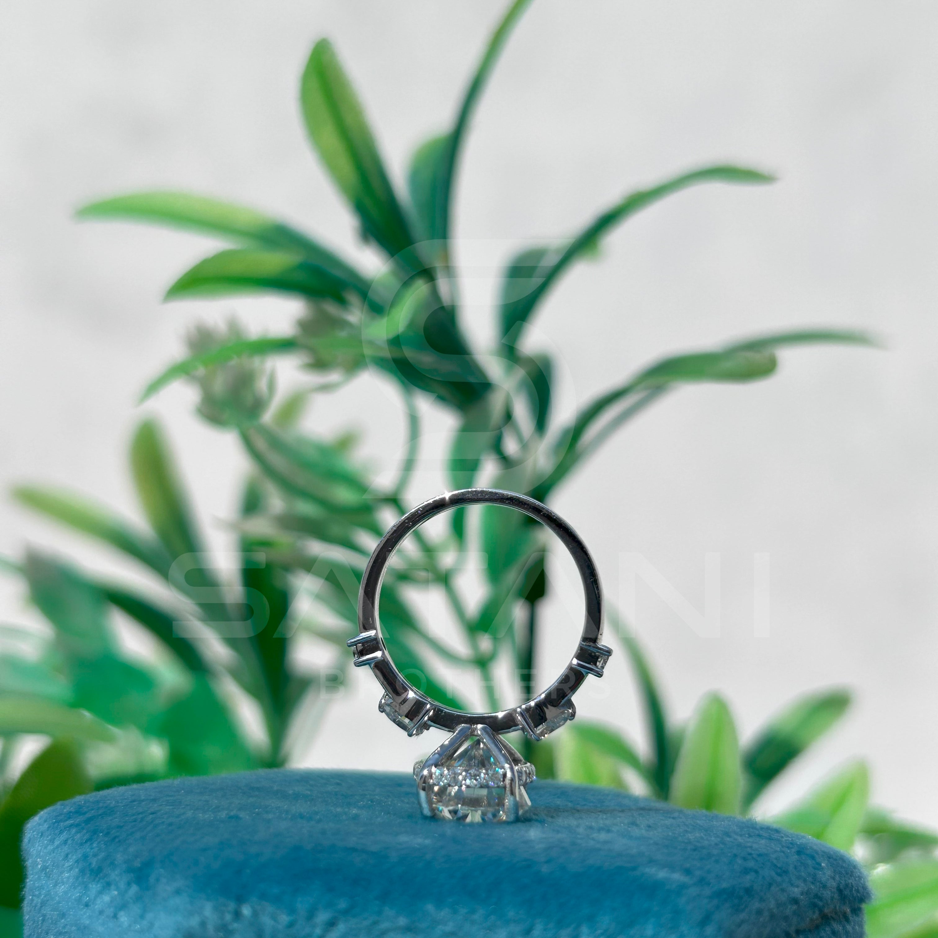 Oval Cut Diamond Engagement Ring with Side Stones in White Gold