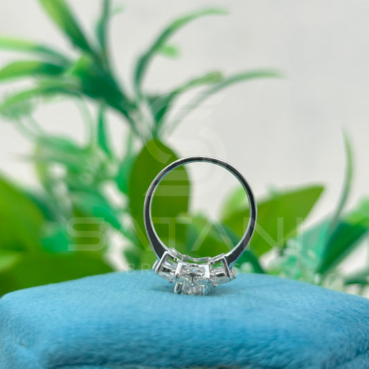 Oval Cut Diamond Engagement Ring – Pear Shape Side Stone Flower Cluster Ring, Elegant Wedding Jewelry