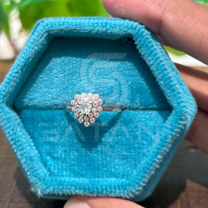 Double Halo Heart Diamond Ring – Unique Engagement Ring, Promise Ring, Gift for Her