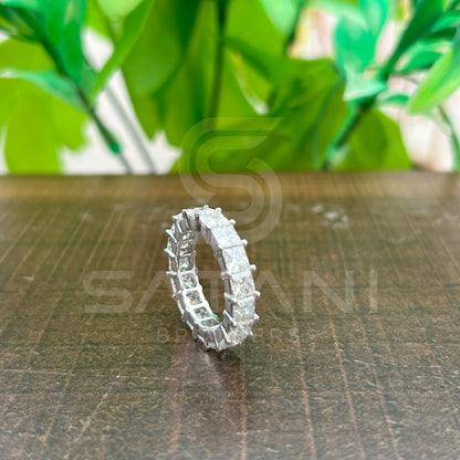 Radiant Cut Moissanite Eternity Band | Full Eternity Ring in White Gold | Bold Statement Wedding Band | Sparkling Anniversary Ring