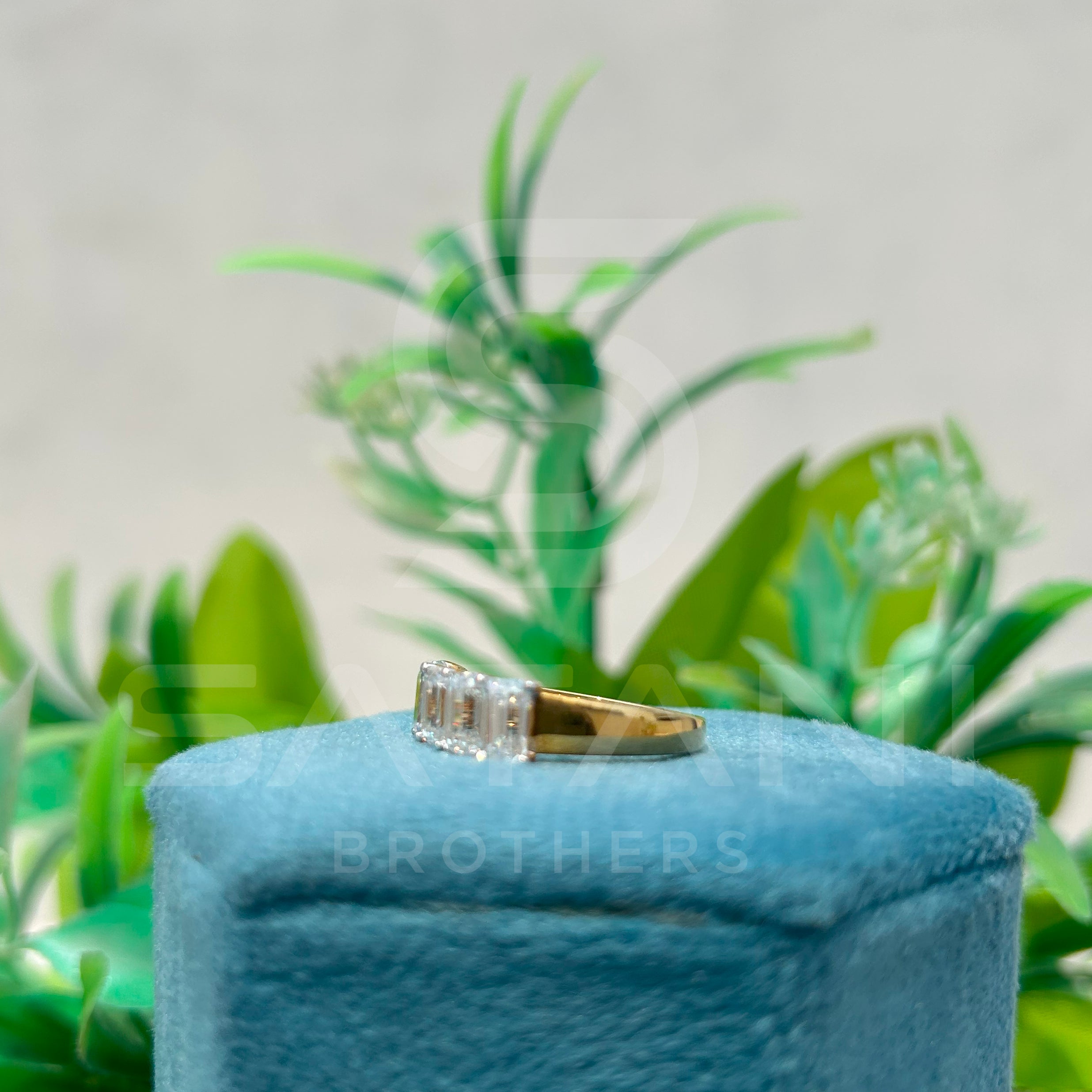 5 Stone Emerald Cut Moissanite Ring | 6x4MM Moissanite Band in 14K Gold | Anniversary or Wedding Ring for Women | Elegant Gold Stackable Ring