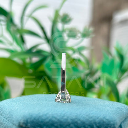 Cushion Cut Diamond Engagement Ring with Baguette Side Stones | 925 Silver Solitaire Ring | Classic Three Stone Diamond Ring for Women