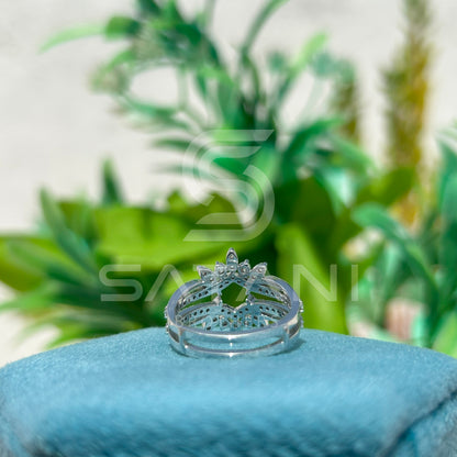 "Floral Inspired Moissanite Cluster Ring in Solid Gold – Unique Engagement & Cocktail Jewelry"