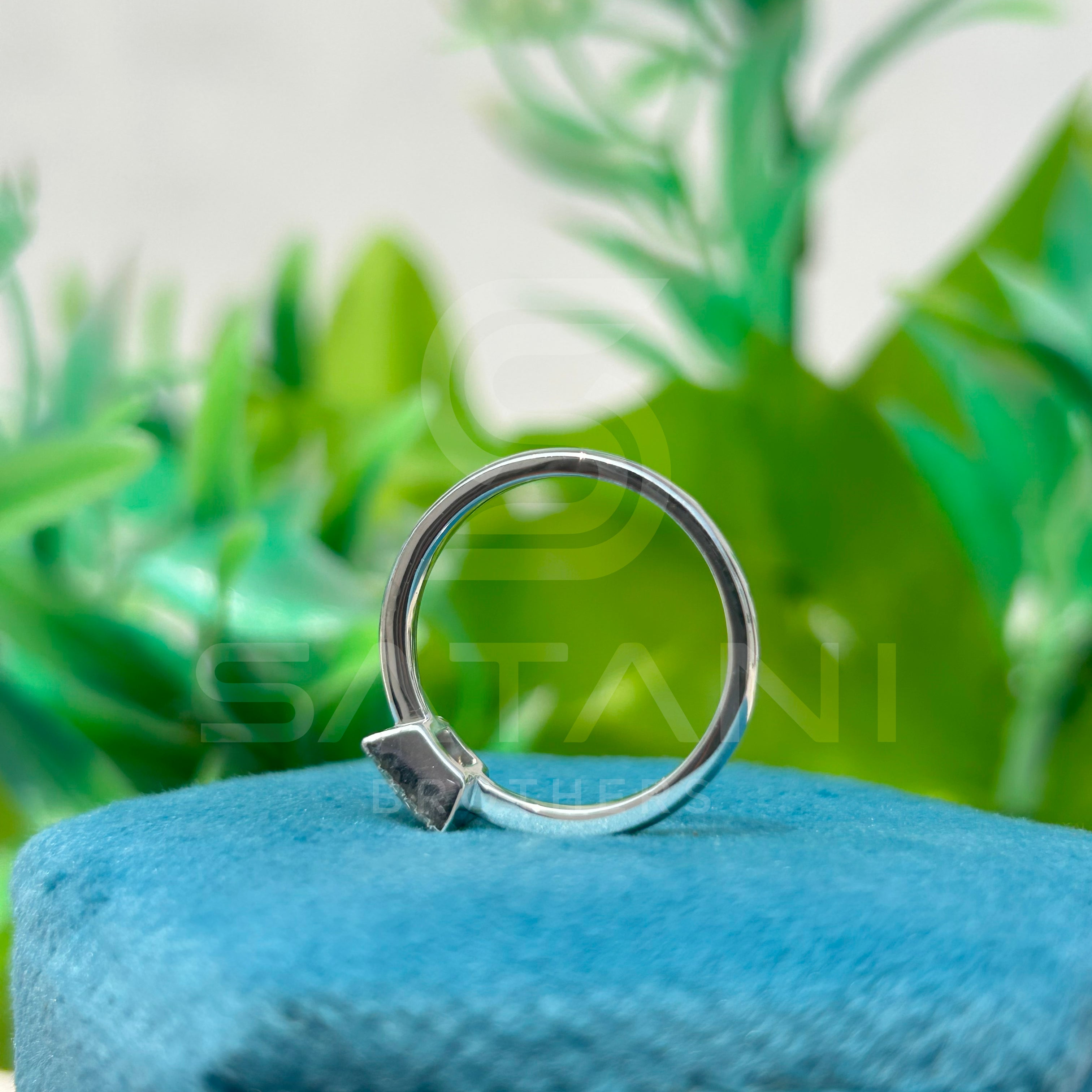 Princess Cut Diamond Halo Ring, 10K White Gold Engagement Ring, Square Solitaire Bridal Jewelry