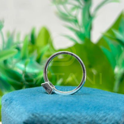 Princess Cut Diamond Halo Ring, 10K White Gold Engagement Ring, Square Solitaire Bridal Jewelry