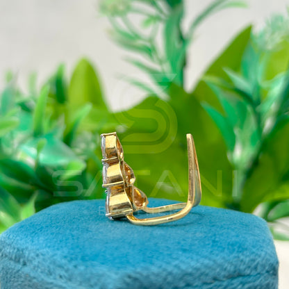 Pear Cut Moissanite Open Statement Ring | Unique Bypass Ring in 14K Gold | Modern Adjustable Cocktail Ring | Bold Bridal Jewelry
