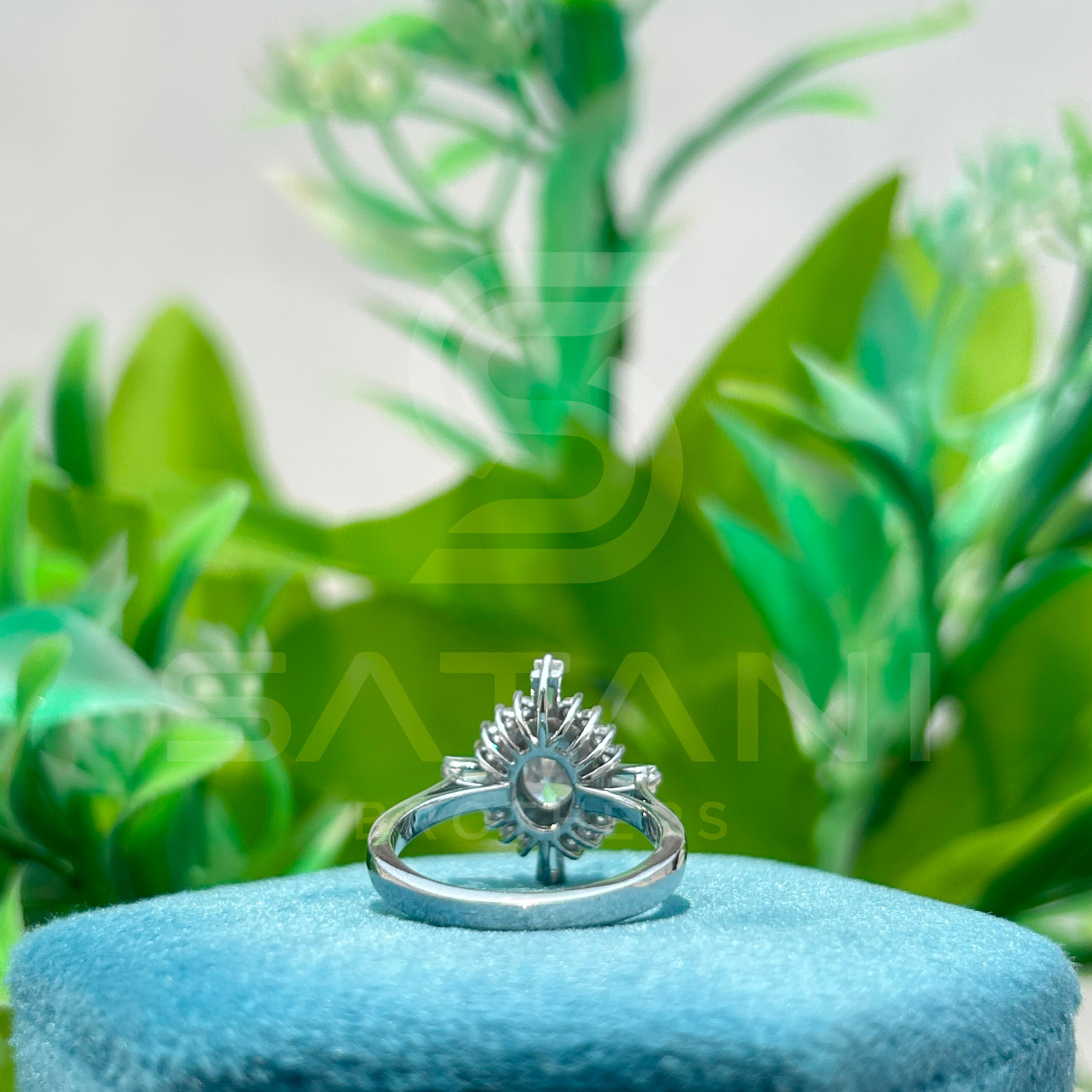 Radiant Sunburst Moissanite Engagement Ring | Starburst Halo Ring with Round Center Stone | Art Deco Inspired Statement Ring | Bridal Jewelry