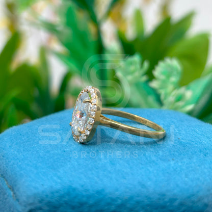 Halo Oval Moissanite Engagement Ring | Vintage Inspired Oval Ring in 10k/14k/18k Gold