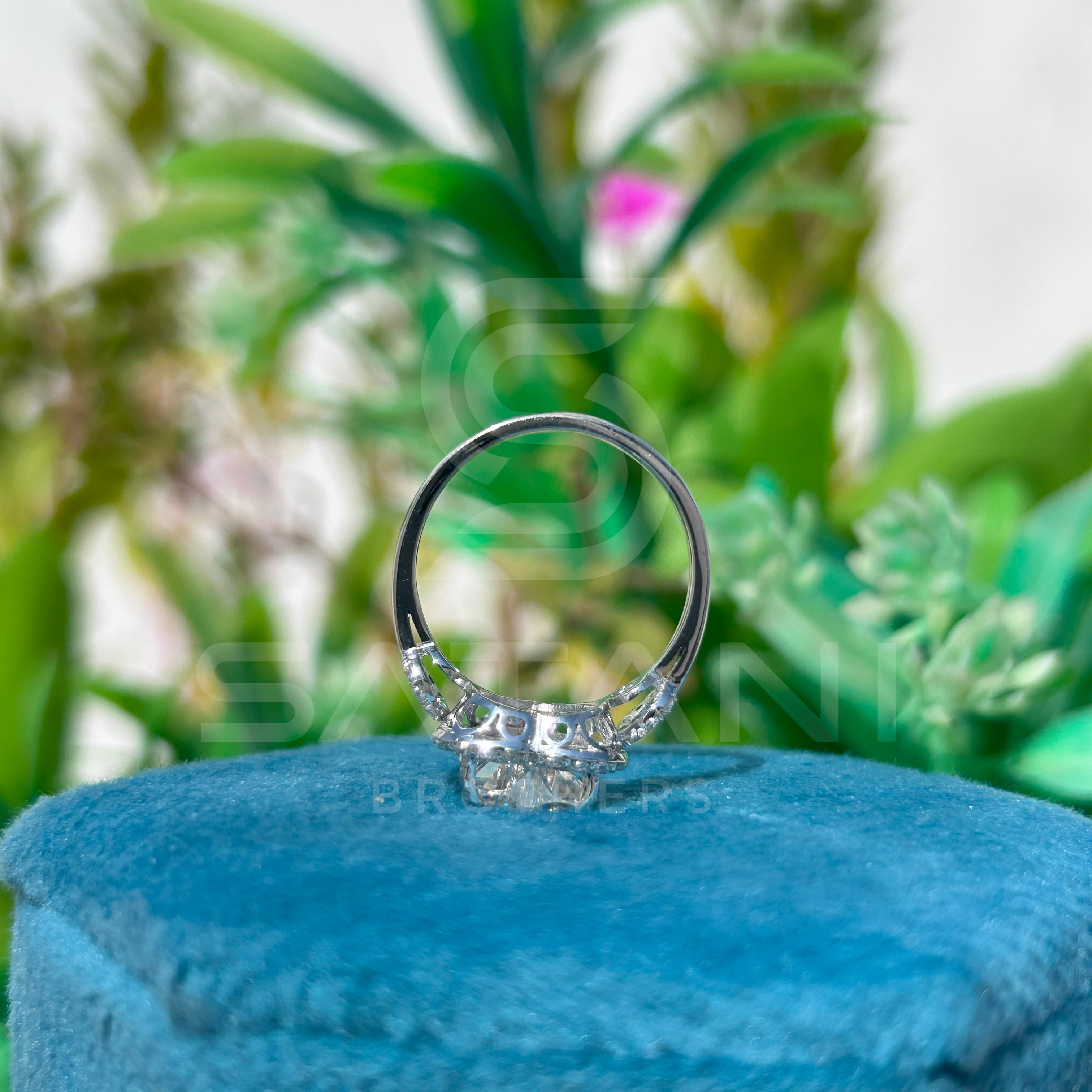 Heart Cut Diamond Halo Engagement Ring in 14K White Gold