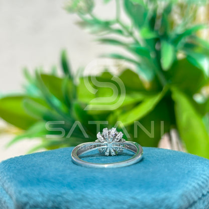 "Floral Halo Moissanite Engagement Ring – Dainty Flower Cluster Design in 925 Silver or 10K/14K/18K Gold – Unique Promise Ring for Her"