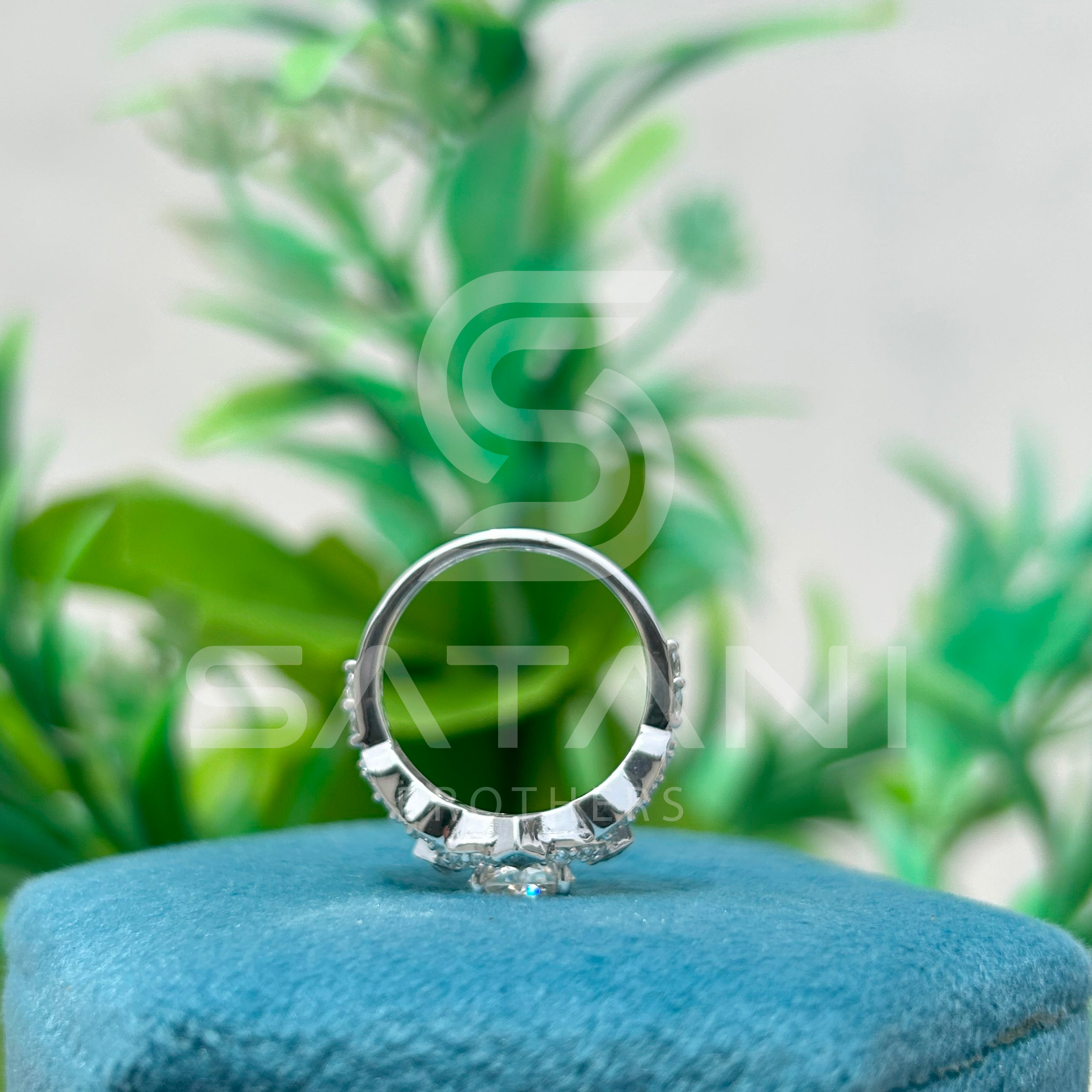 Cushion Cut Moissanite Engagement Ring 6.5mm Center with Round & Princess Side Stones | 10K White Gold Vintage Halo Bridal Ring