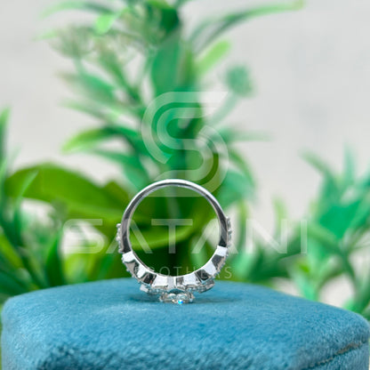 Cushion Cut Moissanite Engagement Ring 6.5mm Center with Round & Princess Side Stones | 10K White Gold Vintage Halo Bridal Ring