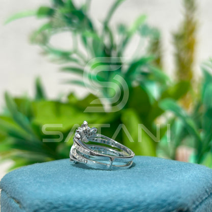 "Floral Inspired Moissanite Cluster Ring in Solid Gold – Unique Engagement & Cocktail Jewelry"