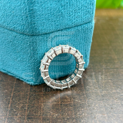 Radiant Cut Moissanite Eternity Band | Full Eternity Ring in White Gold | Bold Statement Wedding Band | Sparkling Anniversary Ring