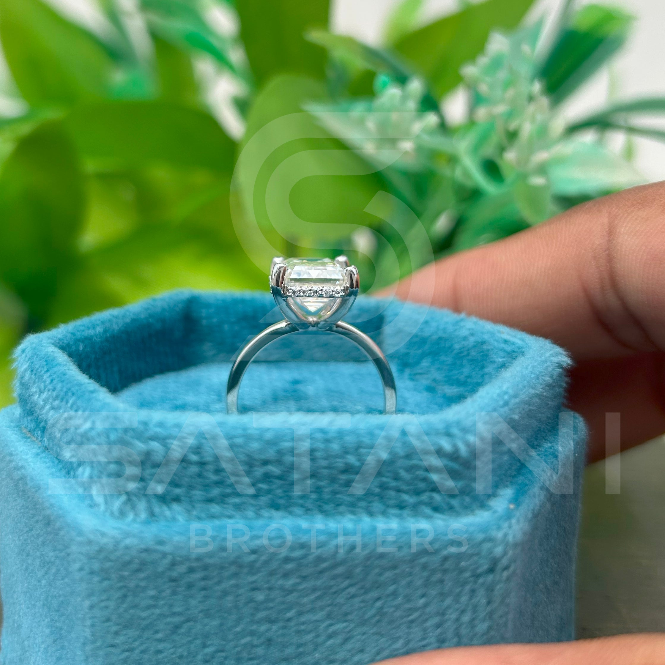 Emerald Cut Moissanite Engagement Ring – Solitaire Moissanite Jewellery, Classic White Gold Ring, Timeless Bridal & Anniversary Gift by Satani Brothers
