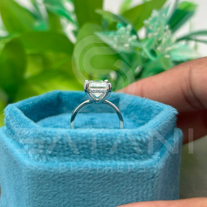 Emerald Cut Moissanite Engagement Ring – Solitaire Moissanite Jewellery, Classic White Gold Ring, Timeless Bridal & Anniversary Gift by Satani Brothers