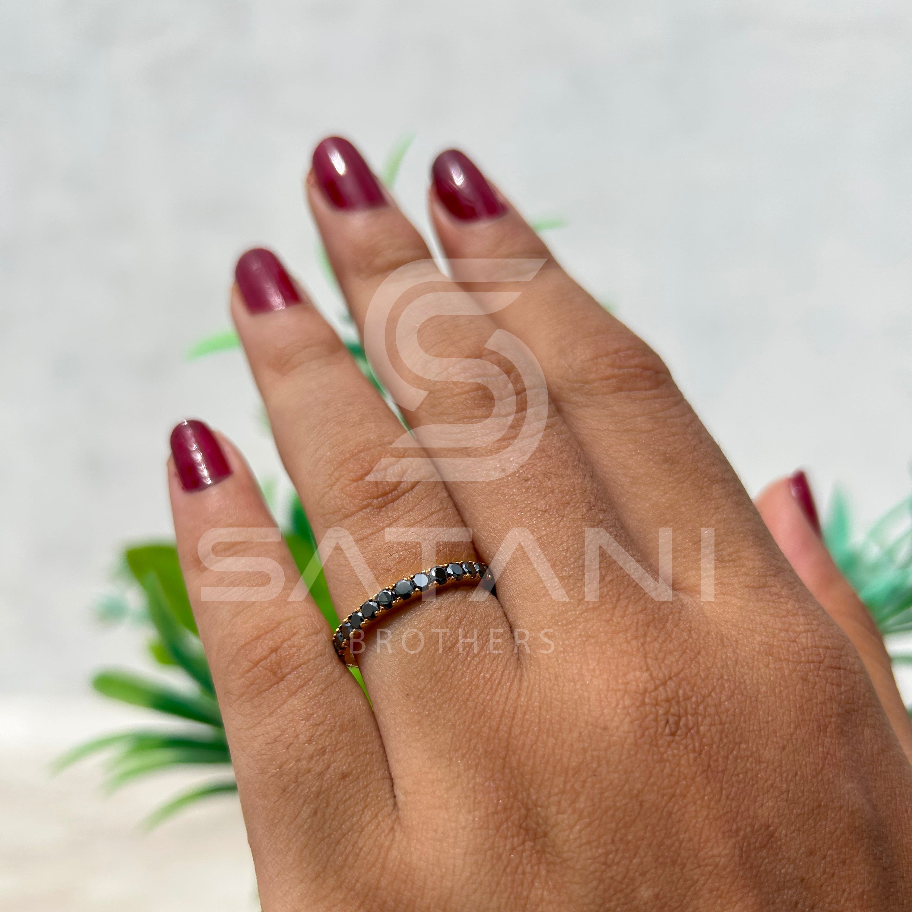 Elegant Black Moissanite Eternity Band in Gold | Timeless Stackable Ring