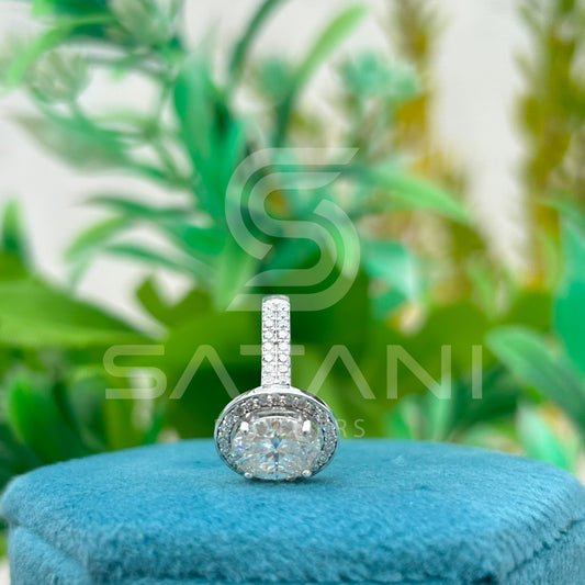 "Oval Cut Halo Diamond Engagement Ring – Double Pave Band White Gold Oval Halo Ring"
