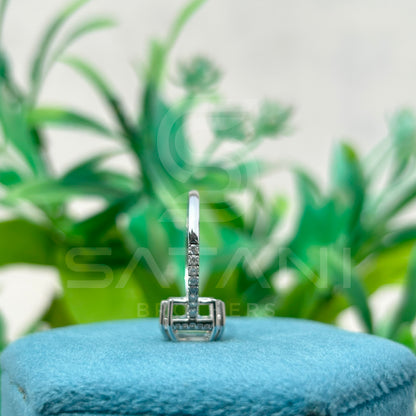 Emerald Cut Moissanite Engagement Ring – Dainty Pavé Band Moissanite Jewellery in White Gold, Elegant Bridal & Anniversary Ring by Satani Brothers