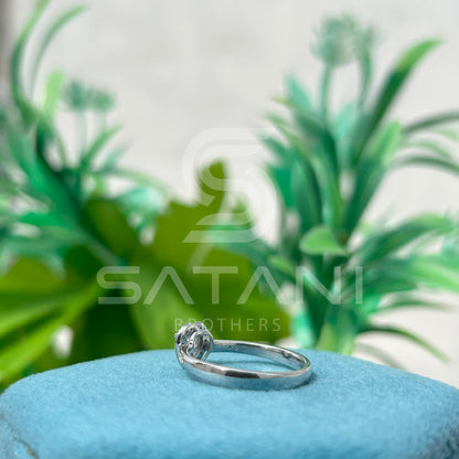 Heart Shaped Diamond Halo Ring, 14K White Gold Engagement Ring, Romantic Promise Ring, Dainty Heart Cut Bridal Jewelry