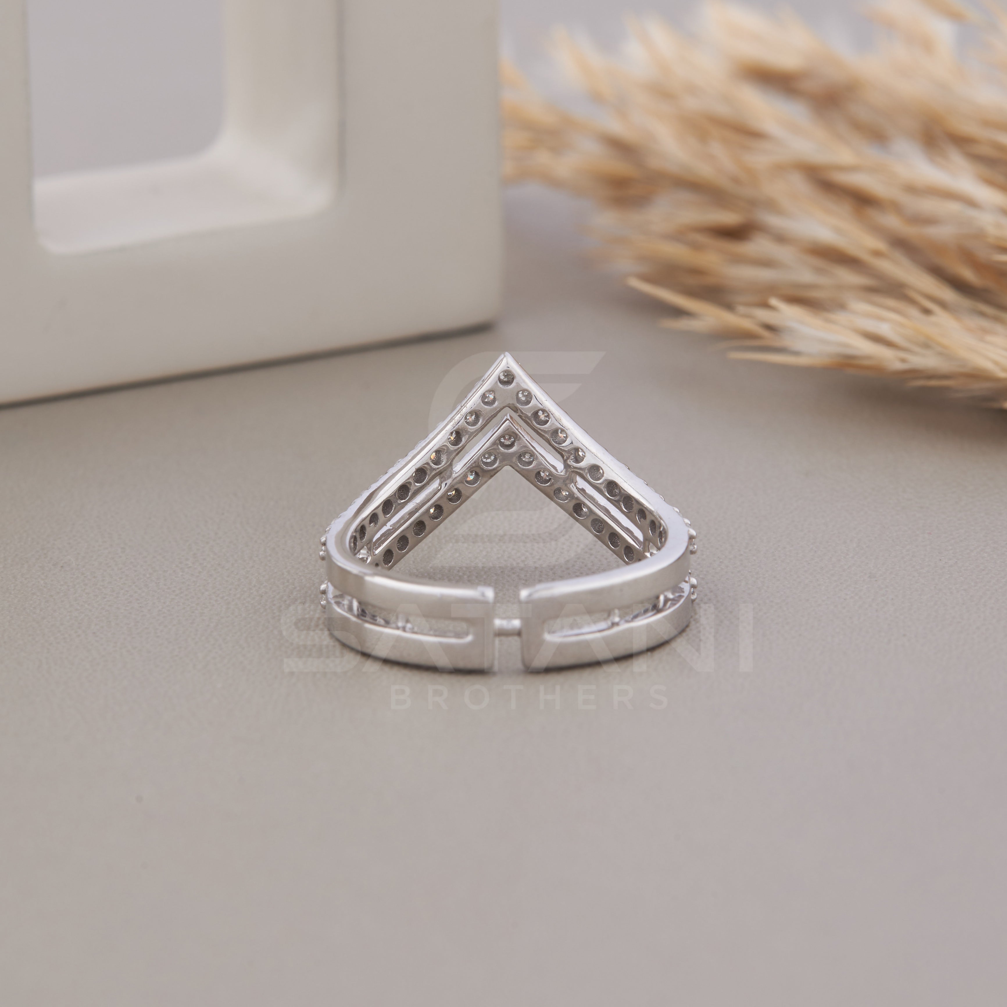 10K Solid Gold Double v shape Ring, 925 Sterling Silver Double V Ring, Chevron Ring, Thumb Ring,  Solid Gold Royal Curve Ring