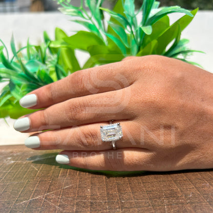 Emerald Cut Moissanite Engagement Ring – Solitaire Moissanite Jewellery, Classic White Gold Ring, Timeless Bridal & Anniversary Gift by Satani Brothers