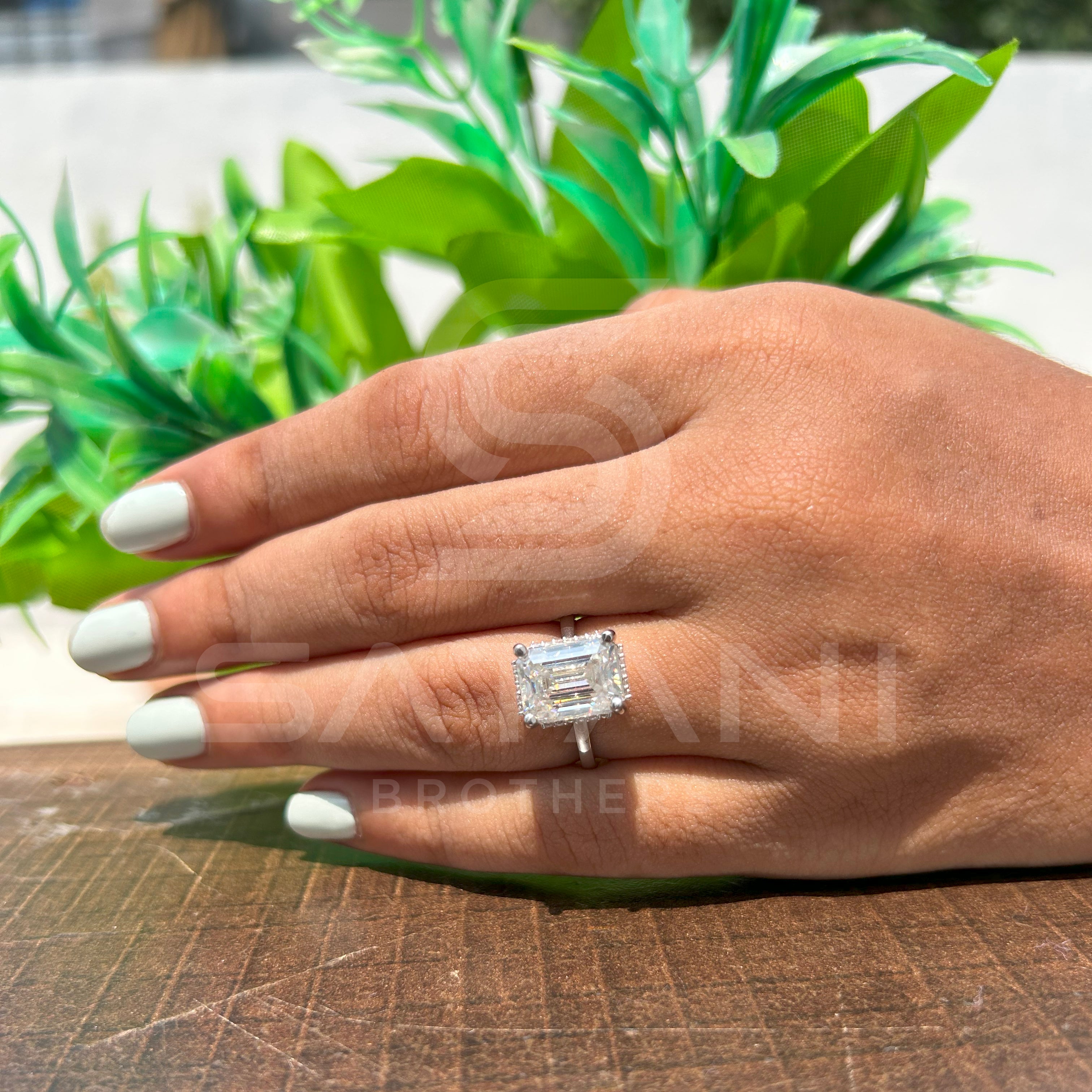 Emerald Cut Moissanite Ring – Elegant Solitaire Moissanite Jewellery in White Gold, Perfect Engagement, Wedding & Anniversary Gift by Satani Brothers