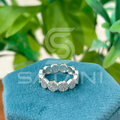 Diamond Eternity Band, Circle Pave Ring, Sterling Silver Anniversary Ring, Stackable Wedding Band for Women
