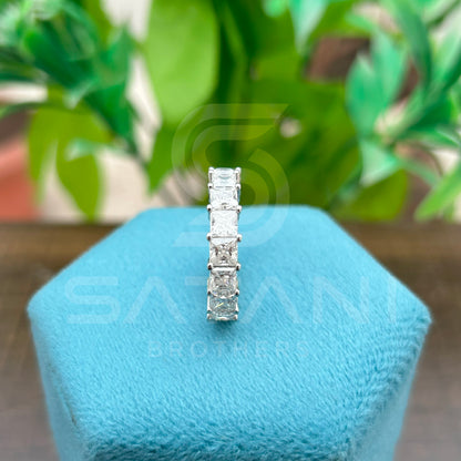 Radiant Cut Moissanite Eternity Band | Full Eternity Ring in White Gold | Bold Statement Wedding Band | Sparkling Anniversary Ring