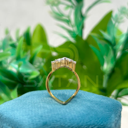 Pear Cut Moissanite Open Statement Ring | Unique Bypass Ring in 14K Gold | Modern Adjustable Cocktail Ring | Bold Bridal Jewelry