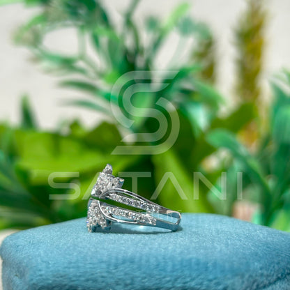 "Floral Inspired Moissanite Cluster Ring in Solid Gold – Unique Engagement & Cocktail Jewelry"