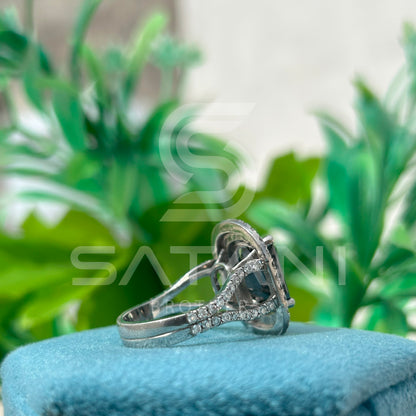 Elegant Black Onyx & Diamond Halo Ring  Timeless Black Gemstone Ring with Double Diamond Halo  Luxury Emerald-Cut Black Onyx Ring  Bold & Beautiful Black Stone Statement Ring  Vintage-Inspired Black Onyx and Diamond Ring