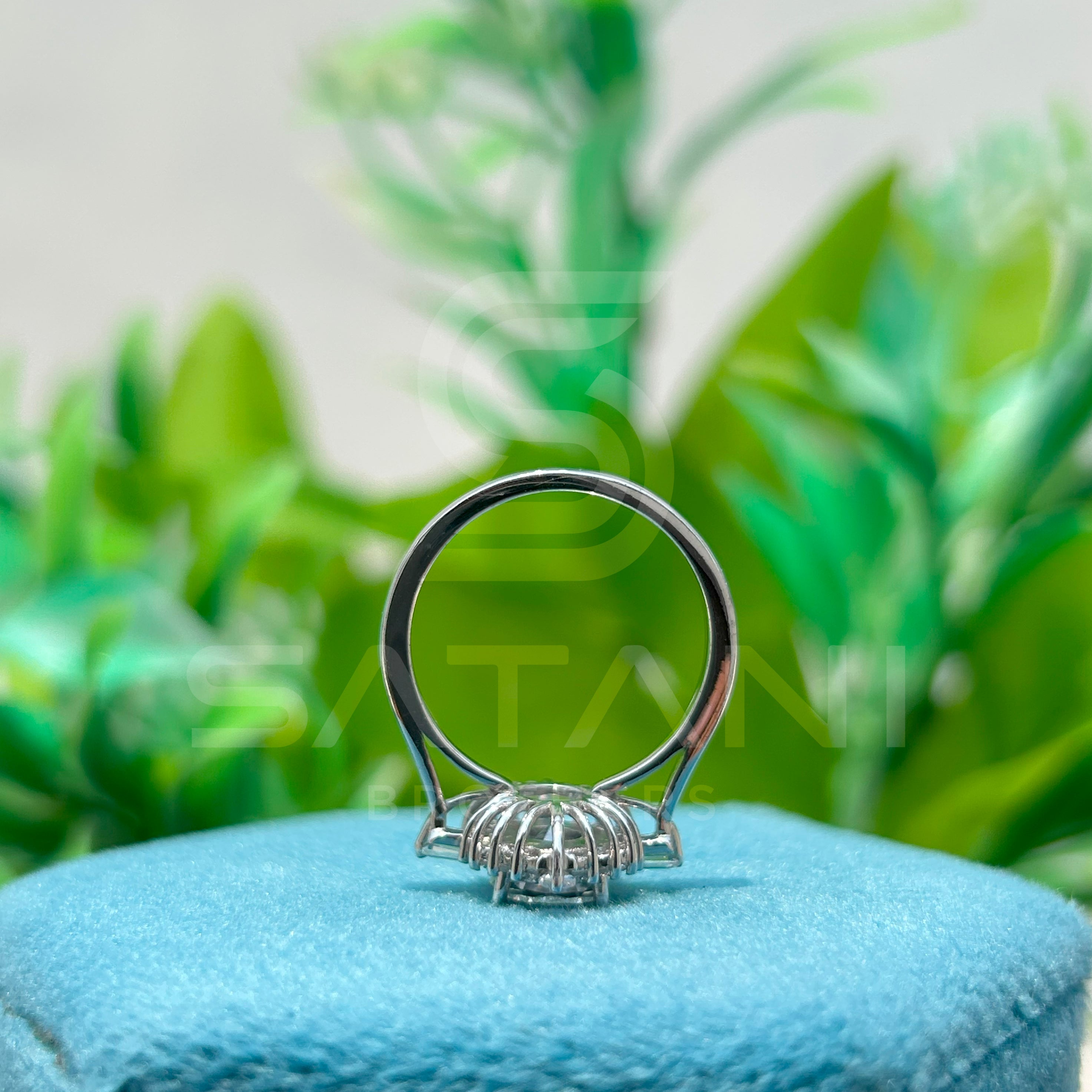 Radiant Sunburst Moissanite Engagement Ring | Starburst Halo Ring with Round Center Stone | Art Deco Inspired Statement Ring | Bridal Jewelry