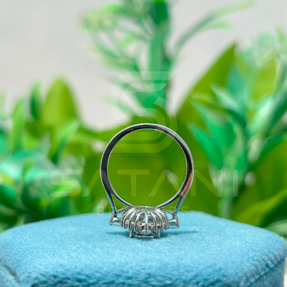 Radiant Sunburst Moissanite Engagement Ring | Starburst Halo Ring with Round Center Stone | Art Deco Inspired Statement Ring | Bridal Jewelry