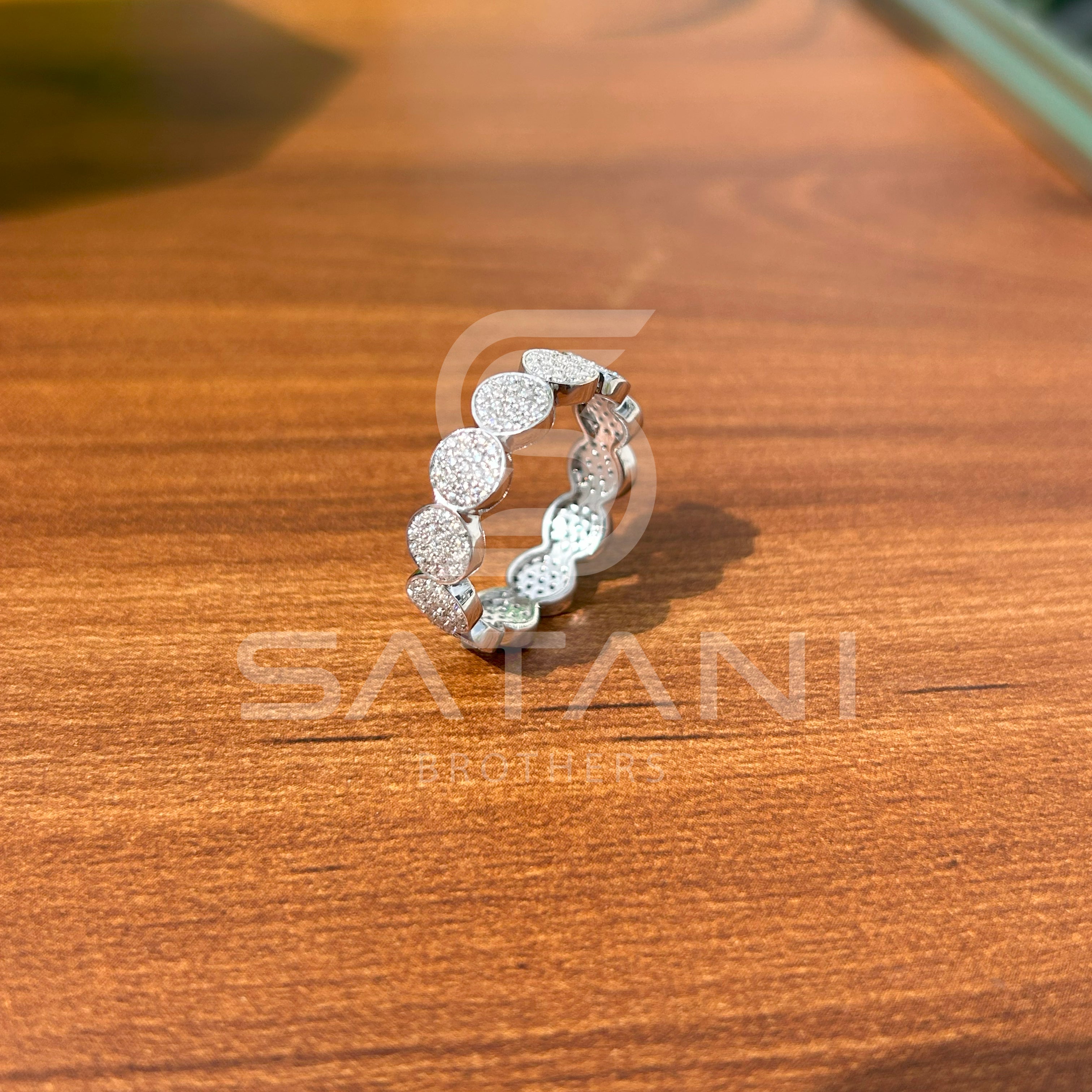 Diamond Eternity Band, Circle Pave Ring, Sterling Silver Anniversary Ring, Stackable Wedding Band for Women